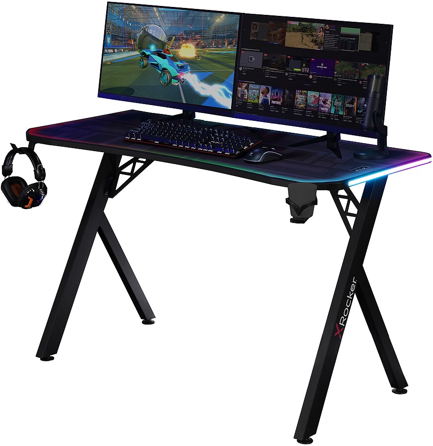 XROCKER Lumio XL RGB - Gaming Schreibtisch mit RGB-Beleuchtung & Mousepad 