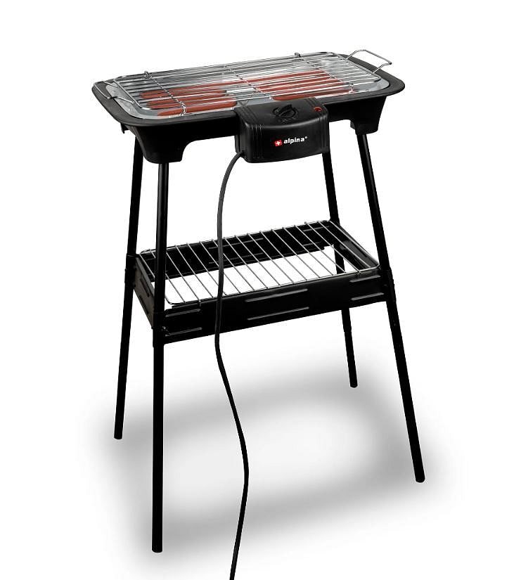 ALPINA BBQ-Grill, 2000 Watt, Schwarz 