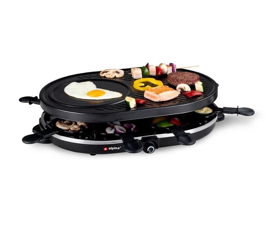 ALPINA Raclettegrill, 1200 Watt, Schwarz 