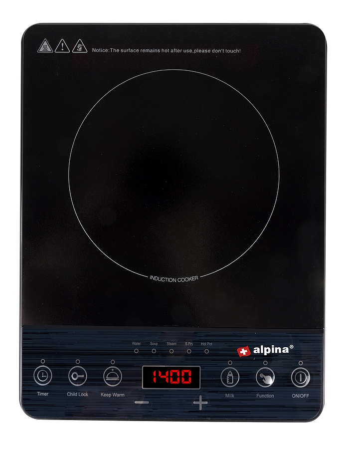 ALPINA Induktionskochfeld, 2000 Watt, Schwarz 