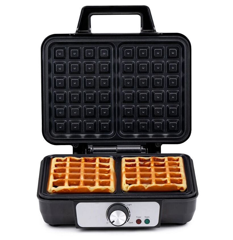 ALPINA Waffeleisen, 1000 Watt, Scharz-Silber