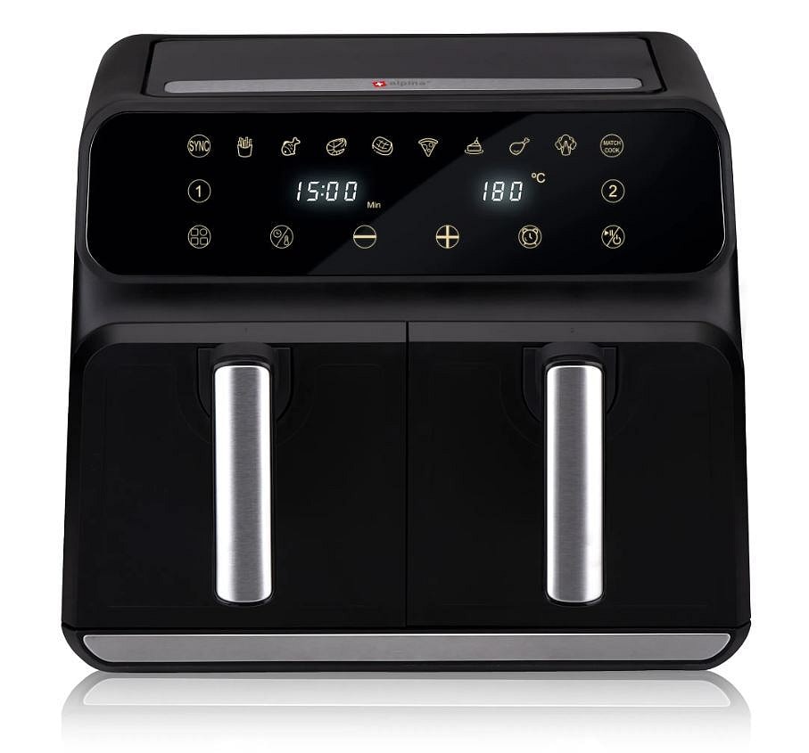 ALPINA Doppel-Hei&szlig;luftfritteuse Airfryer, 1700 Watt,  8 Liter, Schwarz 