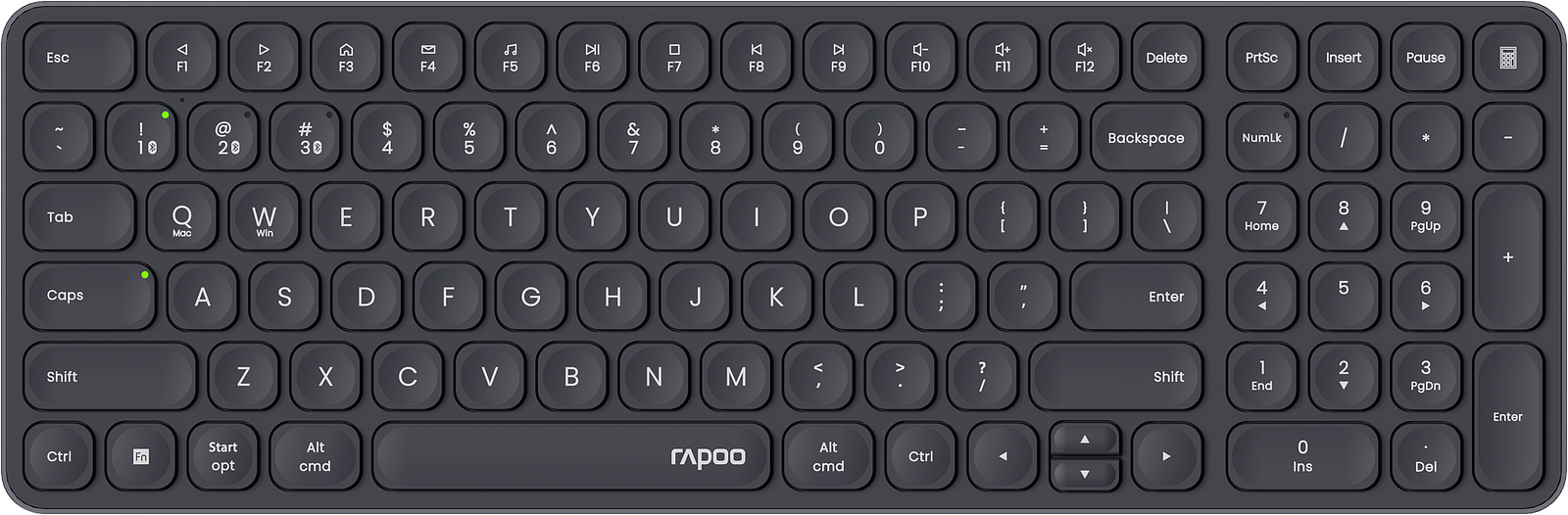 RAPOO E9310M.DE.DarkGrey Multi-Mode Wireless Keyboard 
