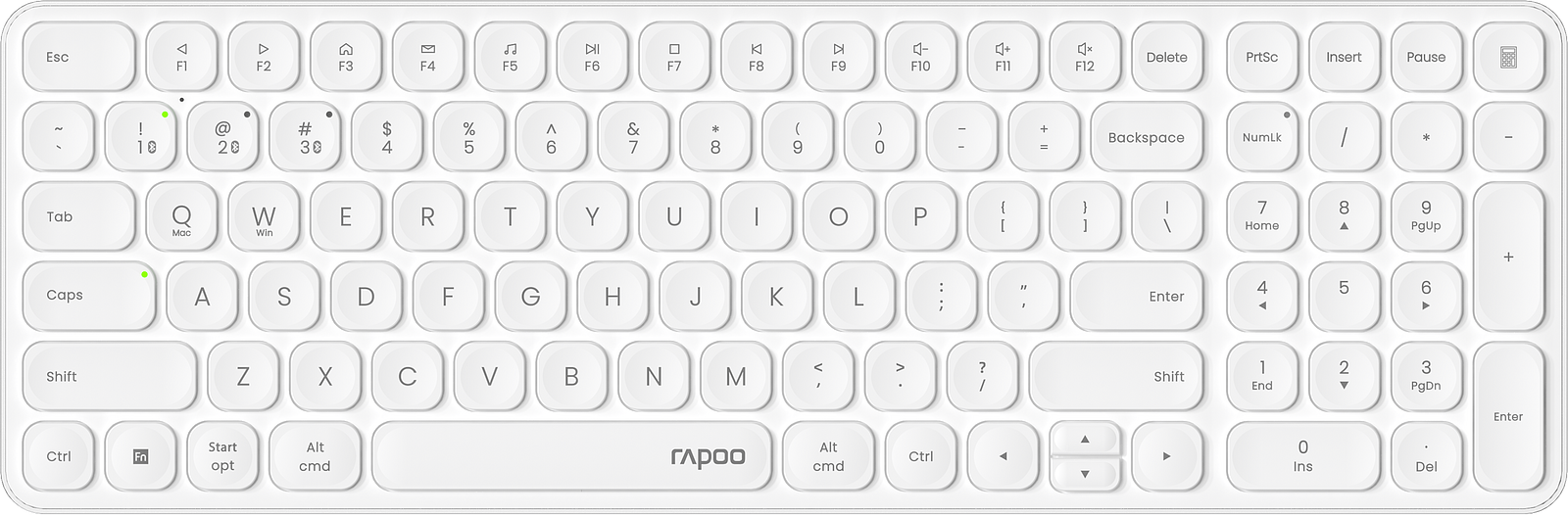 RAPOO E9310M.DE.WH Multi-Mode Wireless Keyboard 