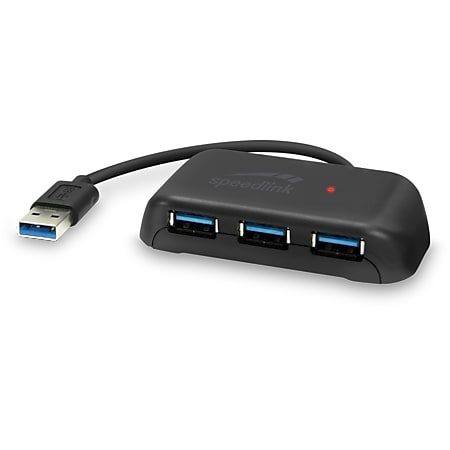 SPEEDLINK SNAPPY EVO USB Hub, 4-Port, USB 3.0, USB 3.1 Gen 1, USB 3.2 Gen 1 (5 Gbit-s), Passive, black 