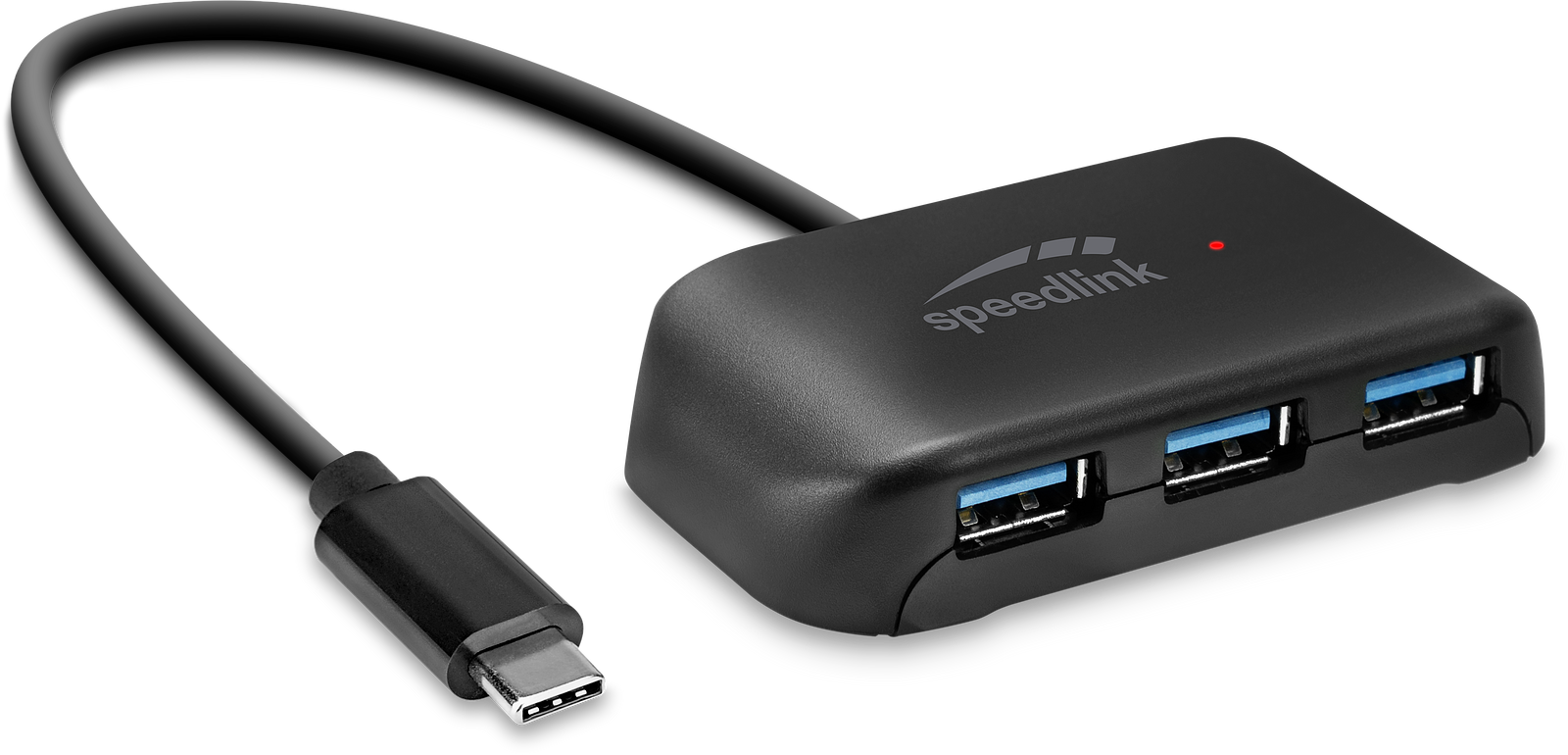 SPEEDLINK SNAPPY EVO USB Hub, 4-Port, Type-C to USB 3.0, USB 3.1 Gen 1, USB 3.2 Gen 1 (5 Gbit-s), black 