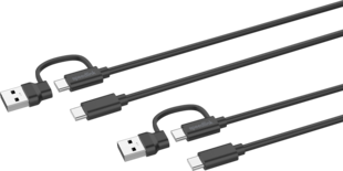 SPEEDLINK STREAM Play & Charge USB-C/A to USB-C Cable Set - for PS5/Xbox Series X/S/Switch 2/Switch/OLED/Lite, black 