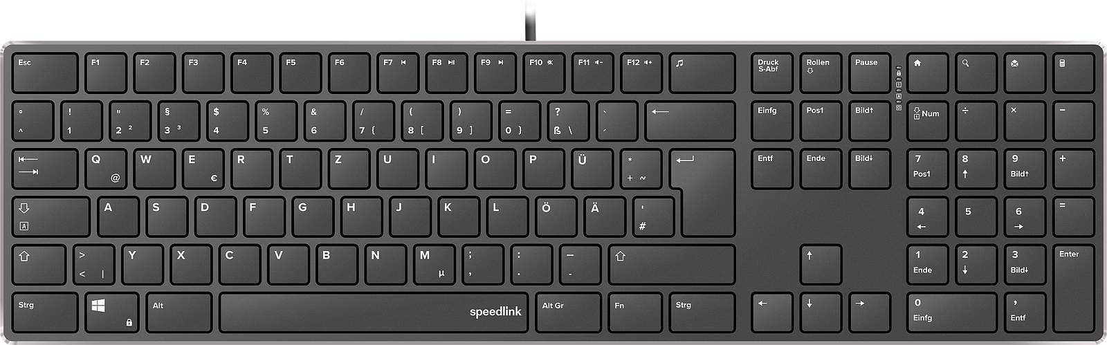 SPEEDLINK RIVA Slim Metal Scissor Keyboard, black - DE Layout 