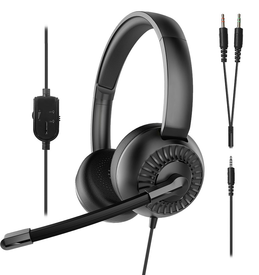 SPEEDLINK METIS Stereo Headset, 3,5mm Jack with Y-Adapter, black 