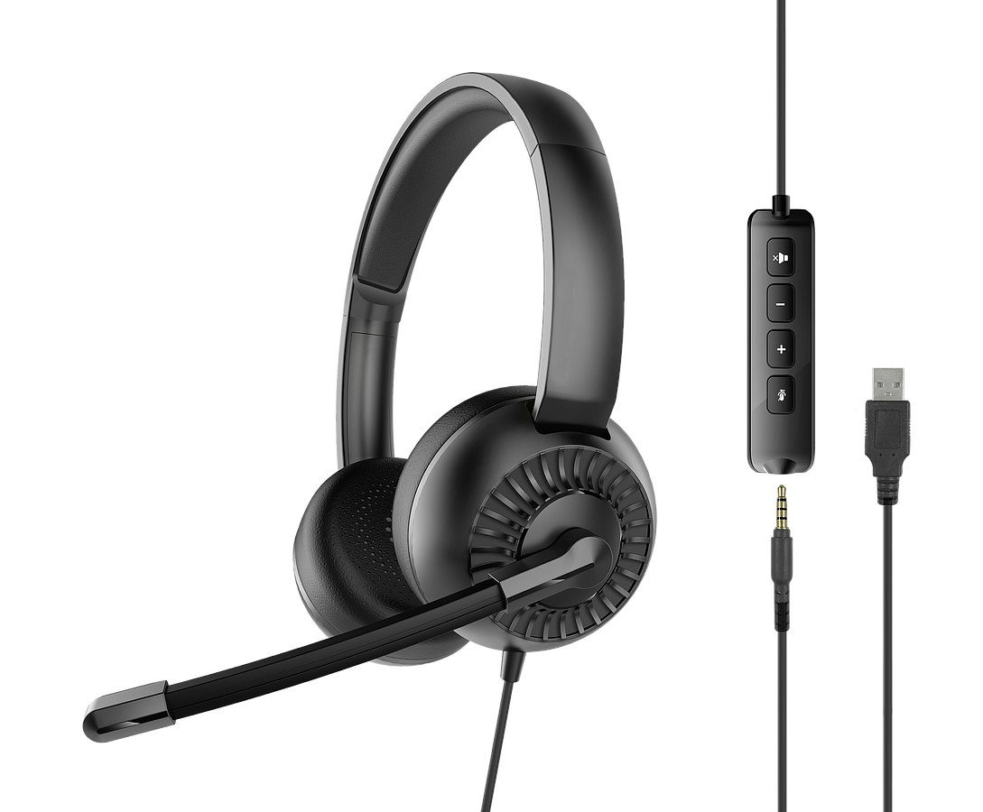 SPEEDLINK METIS USB Stereo Headset, 3.5mm Jack with USB Soundcard, black 