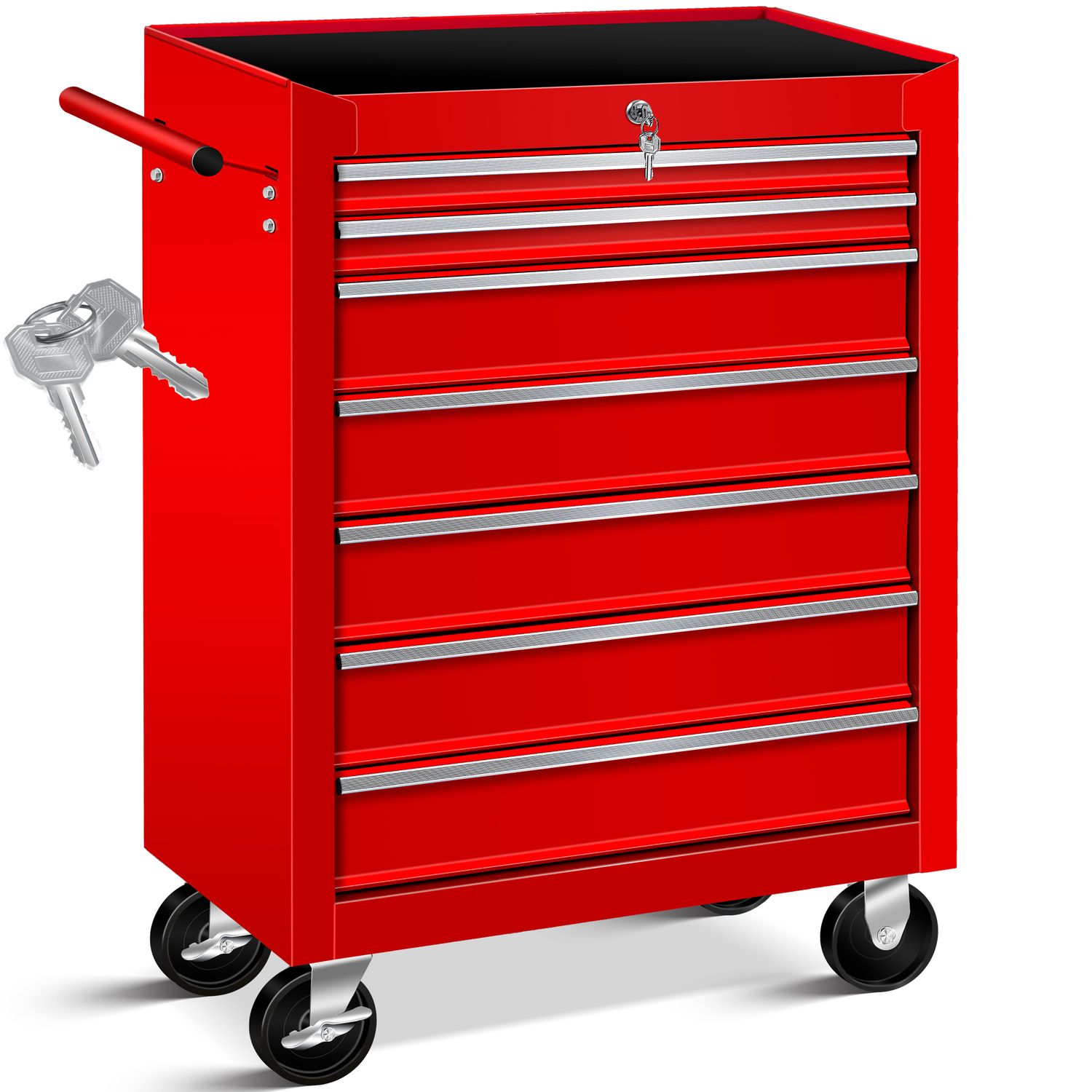 MASKO&reg; Werkstattwagen - 5 / 7 Schubladen, Abschlie&szlig;bar | Massives Metall | Mobiler Werkzeug-Wagen ohne Werkzeug | Profi Werkstatt-Wagen unbest&uuml;ckt | Rollwagen zur Werkzeugaufbewahrung mit Schloss 