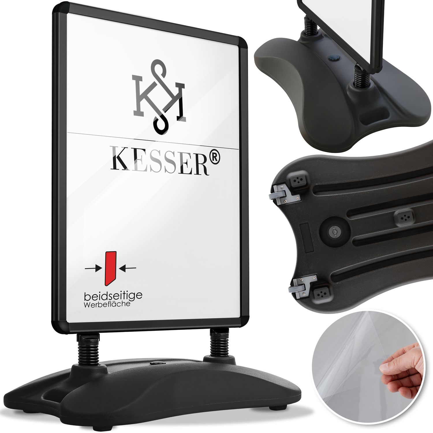 Kesser&reg; A1 Kundenstopper ? Plakatst&auml;nder ? Werbetafel ? Werbetr&auml;ger ? Gehwegaufsteller |  | Standfu&szlig; | Farbe: Schwarz 