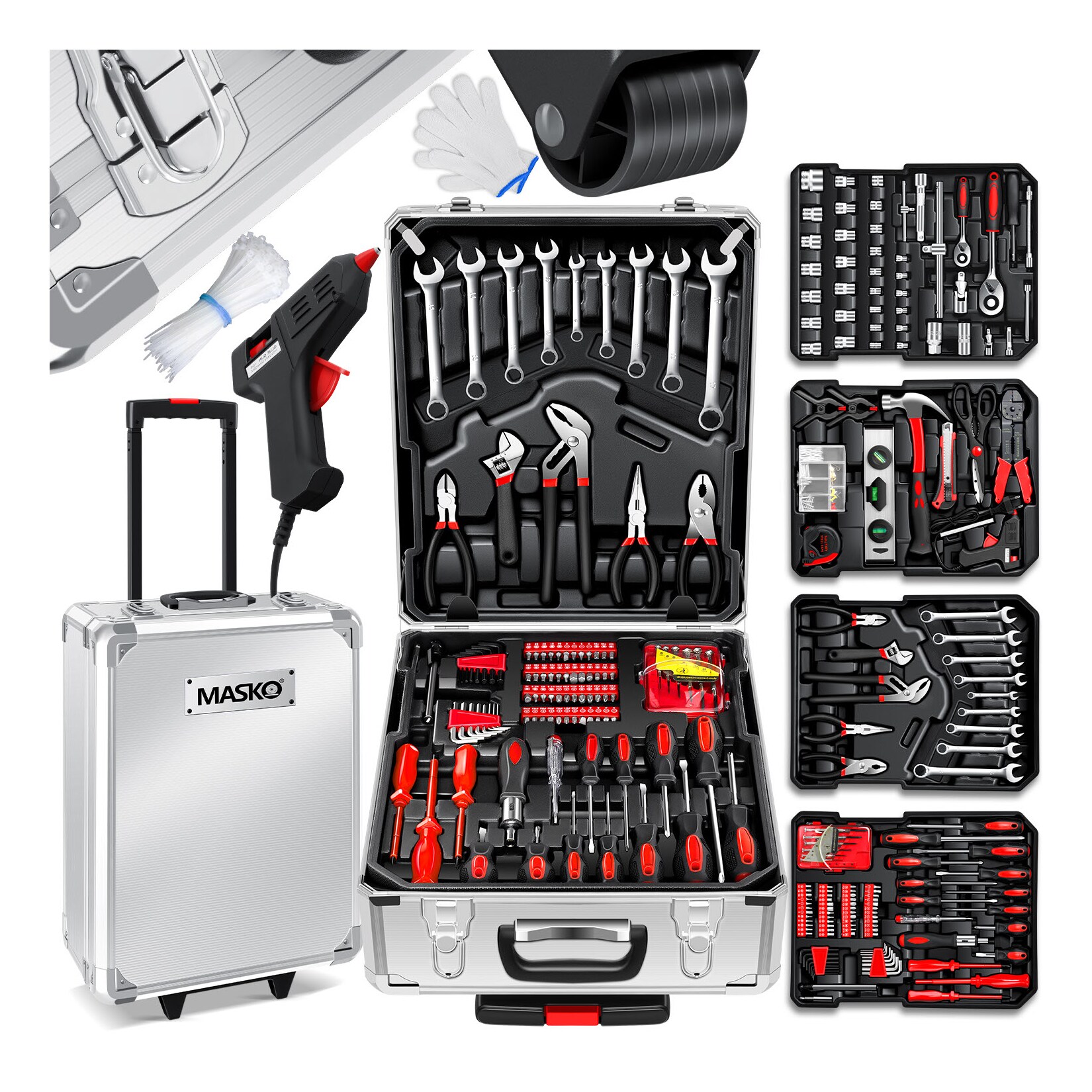 Masko® 969 tlg Werkzeugkoffer Werkzeugkasten Werkzeugkiste Werkzeug Trolley ? Profi ? 949 Teile ? Qualitätswerkzeug