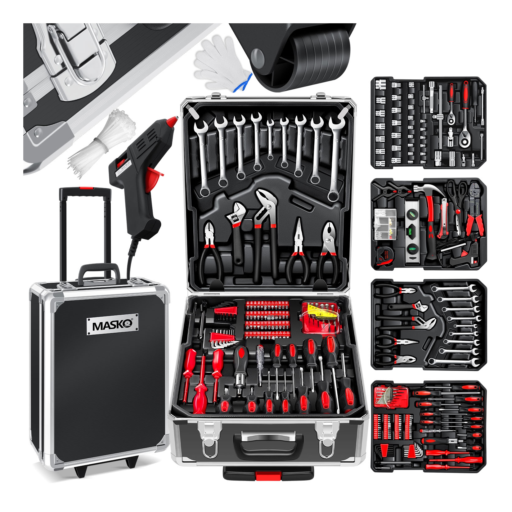 Masko® 969 tlg Werkzeugkoffer Werkzeugkasten Werkzeugkiste Werkzeug Trolley ? Profi ? 949 Teile ? Qualitätswerkzeug