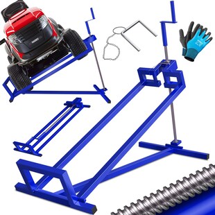 MASKO®  Rasentraktor Heber 400kg Aufsitzmäher Hebevorrichtung Rasentraktorheber Reinig.Hilfe Hebebühne inkl. Arbeitshandschuhen & Bürste 