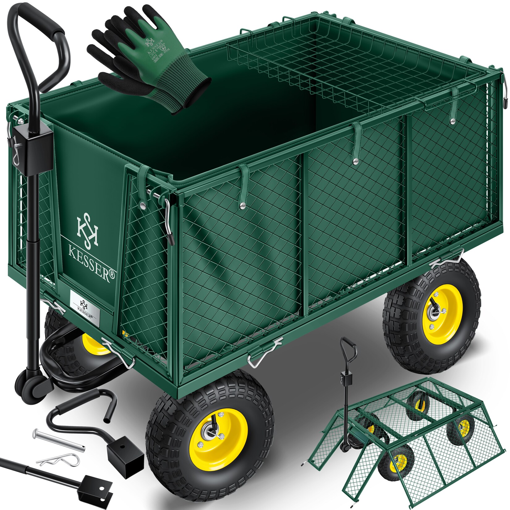 KESSER® Bollerwagen 550kg belastbar Gartenwagen Transportwagen Gartenkarre herausnehmbare Plane Gerätewagen Handwagen vielseitig einsetzbar …