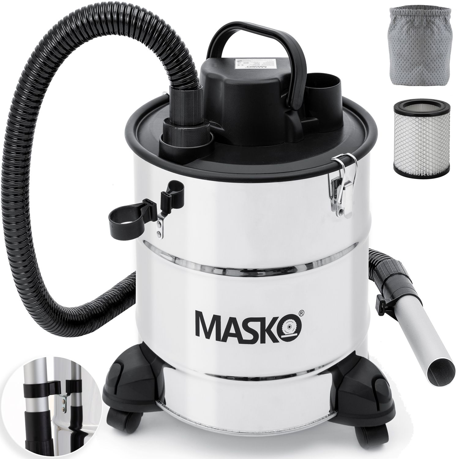 MASKO Aschesauger Kaminsauger 20L mit Motor HEPA Filter Kamin Asche Sauger kamin 