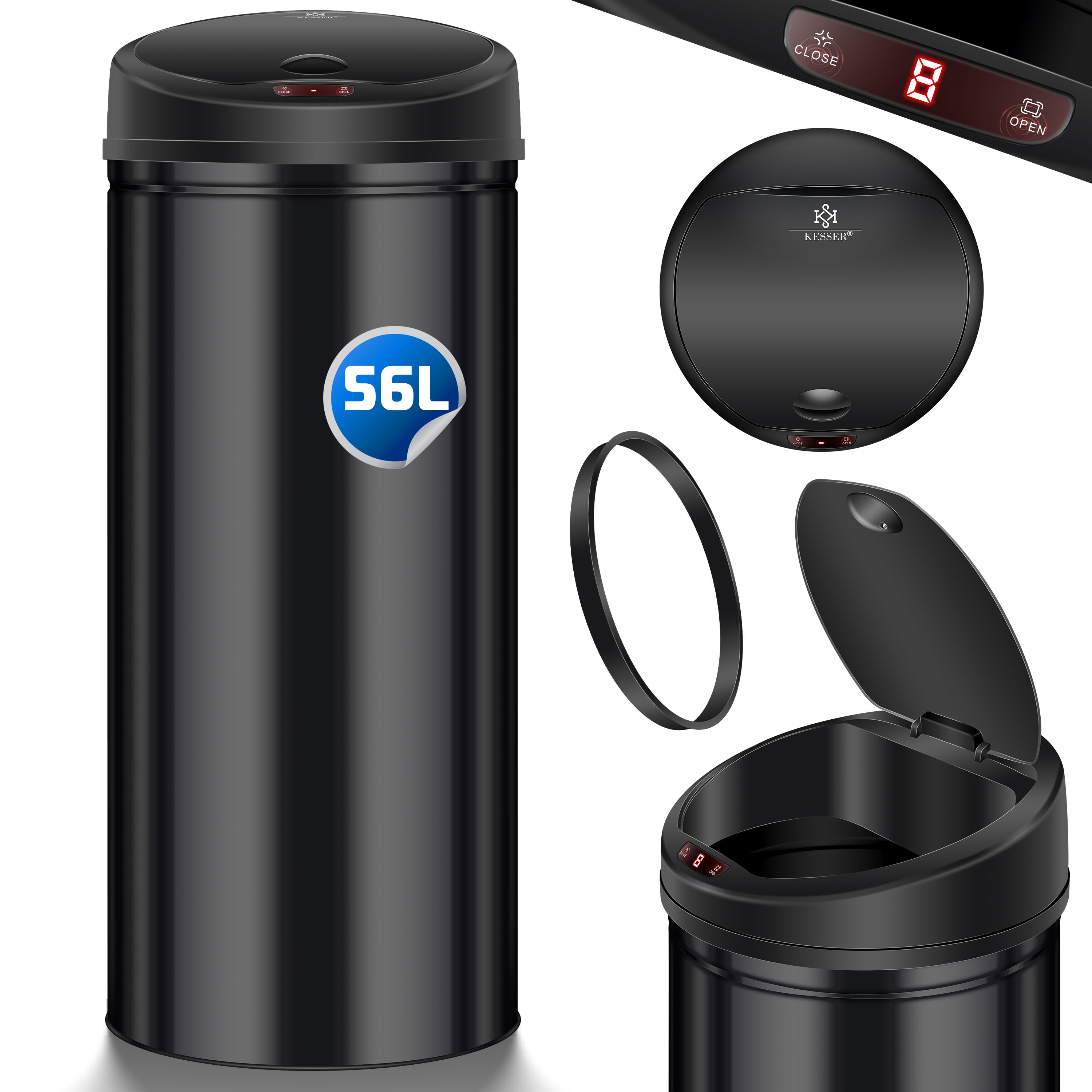 KESSER&reg; Automatik Sensor M&uuml;lleimer Abfalleimer Abfall EDELSTAHL Papierkorb 