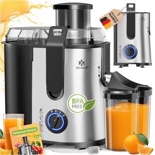 KESSER® Entsafter für Obst und Gemüse aus Edelstahl 1100W große 85 mm Einfüllöffnung inkl. Reinigungsbürste und Saftbehälter 3 Geschwindigkeitsstufen, Saftpresse Juicer 
