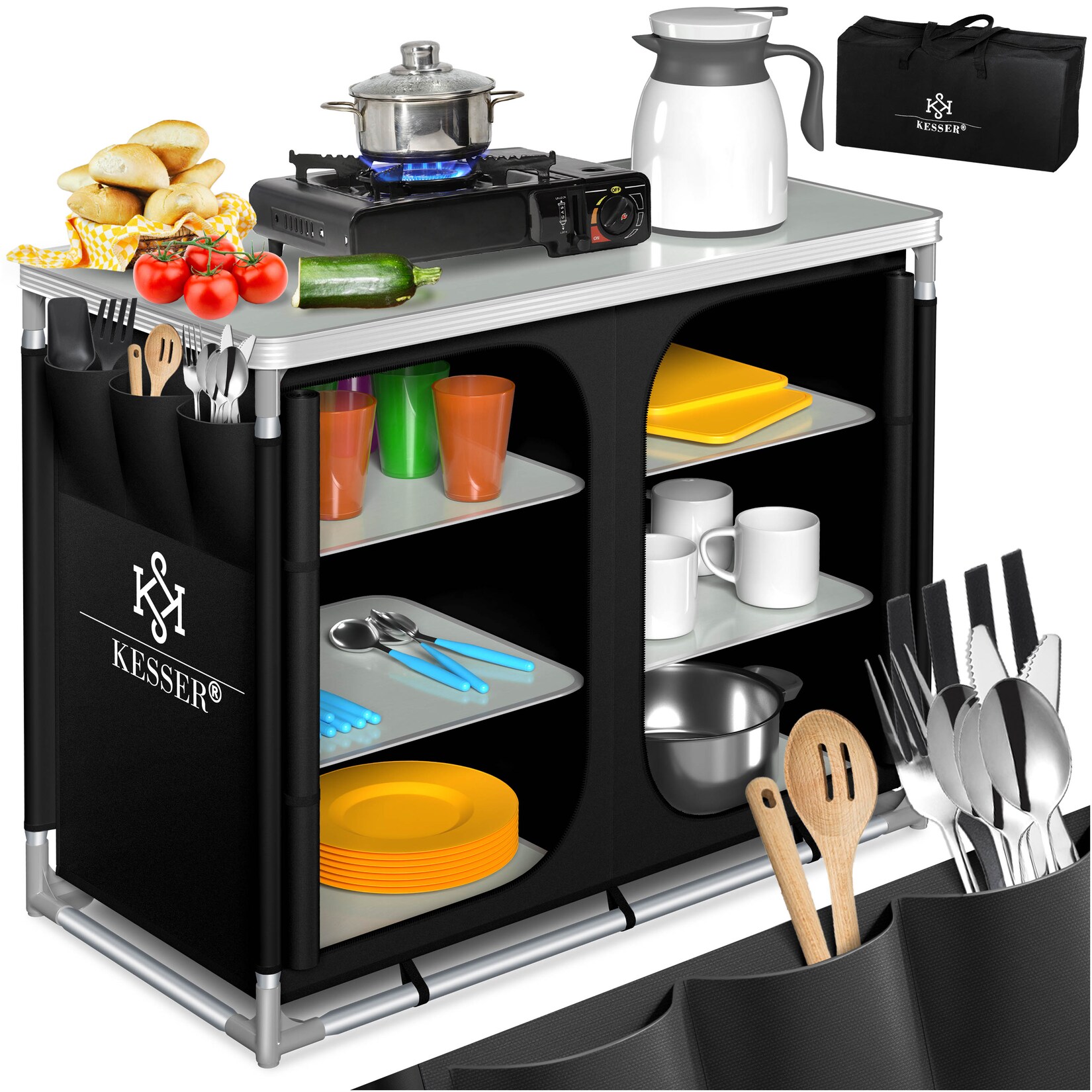 ® Campingschrank, Campingküche mit Aluminiumgestell,  inkl.Tragetasche ,  Kocherschrank für Camping , Campingmöbel , Outdoor