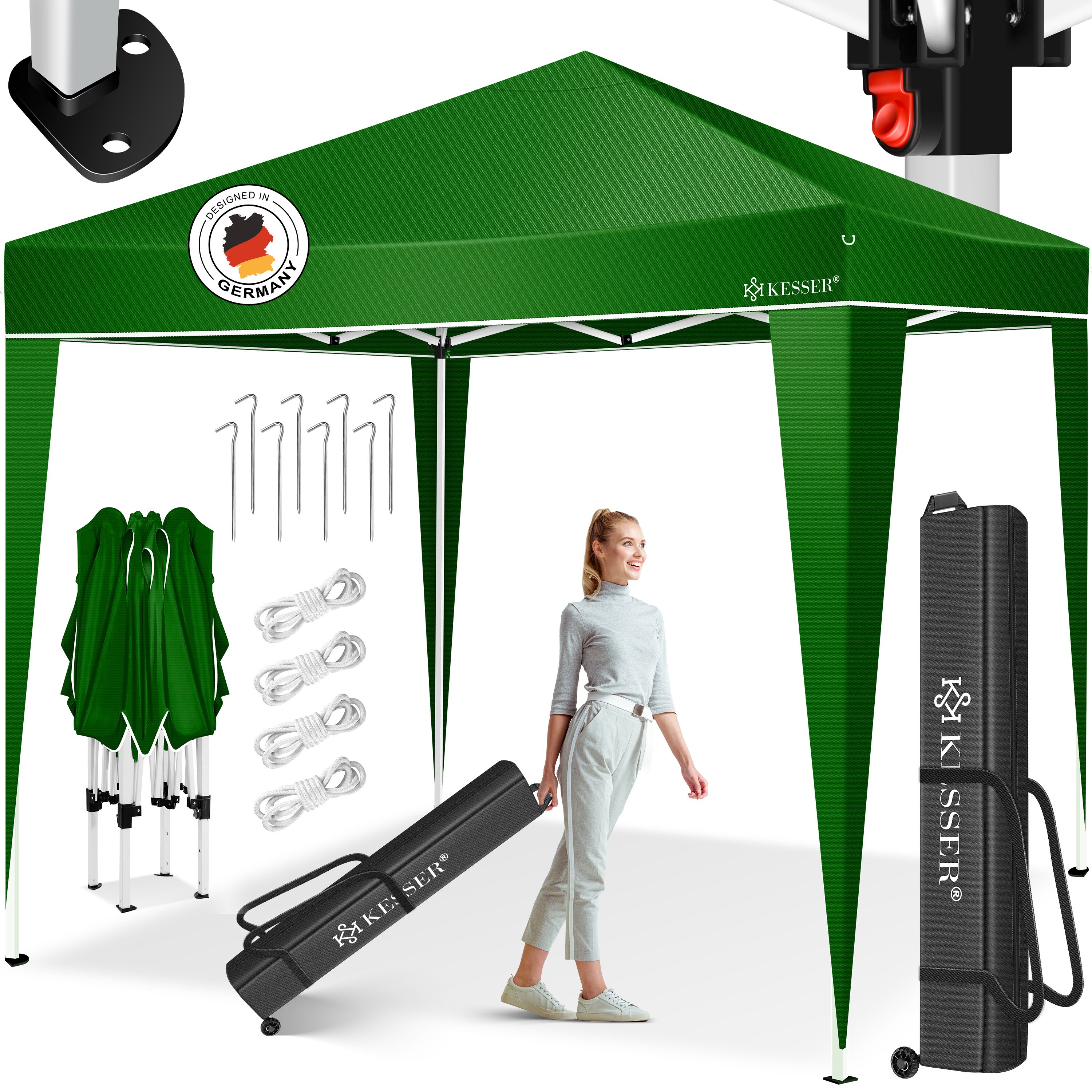 KESSER&reg; Pavillon 3x3m | wasserdicht | inkl. Tragetasche mit Rollen| Pop-Up Klicksystem | UV-Schutz 50+ | Faltpavillon | Gartenzelt | Partyzelt | Metall-Verstrebungen 