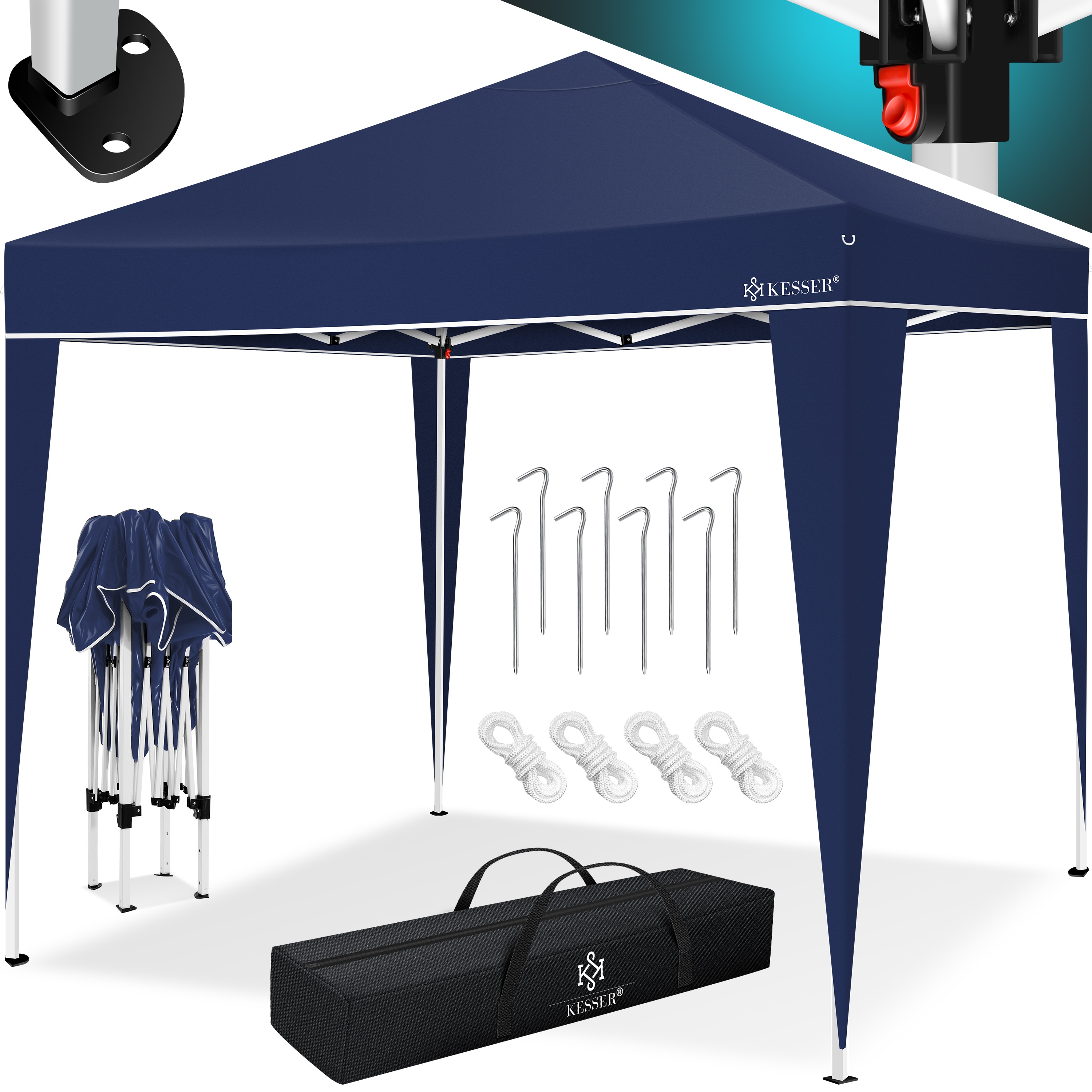 KESSER&reg; Pavillon 3x3m | wasserdicht | inkl. Tragetasche mit Rollen| Pop-Up Klicksystem | UV-Schutz 50+ | Faltpavillon | Gartenzelt | Partyzelt | Metall-Verstrebungen 