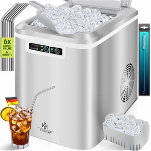 KESSER® Eiswürfelbereiter | Eiswürfelmaschine Edelstahl | Ice Maker | 12 in 24h | Zubereitung in 7 min | 2,2 Liter Wassertank | 2 Eiswürfel-Größen | LED-Display | Selbstreinigungsfunktion mit Zubehör 