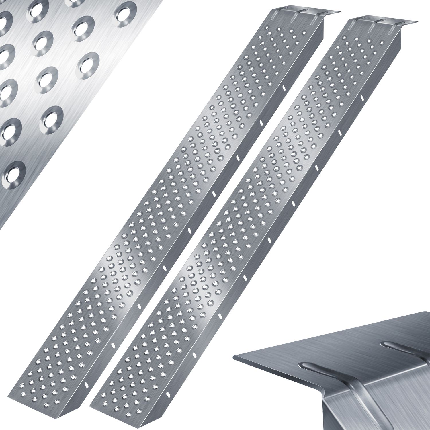 MASKO&reg; 2X Auffahrrampe 400kg | Verladerampe | Verladeschiene | verzinkter Stahl | Antirutsch | 200kg* Pro St&uuml;ck | Max 400kg* Pro Paar | Motorrad ATV Quad PKW Auto Laderampe | Anh&auml;ngerrampe 