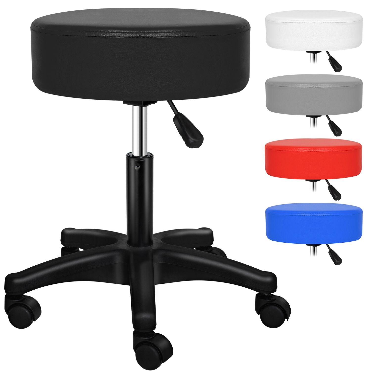 KESSER&reg; Rollhocker I h&ouml;henverstellbar I Lederimitat Arbeitshocker Drehhocker Hocker Kosmetikhocker Praxishocker I 360&deg; drehbar I 10 cm Polsterfl&auml;che I dicke Polsterung 