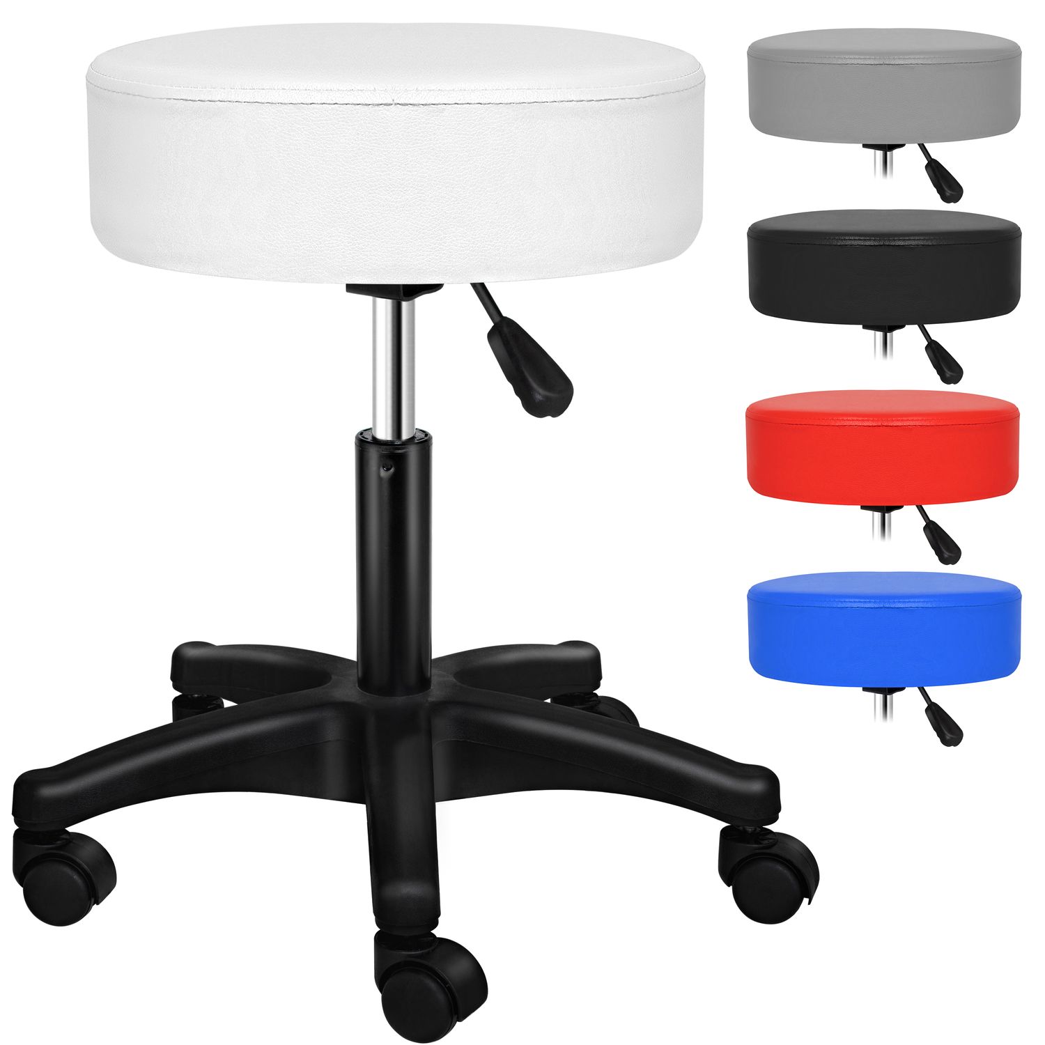 KESSER&reg; Rollhocker I h&ouml;henverstellbar I Lederimitat Arbeitshocker Drehhocker Hocker Kosmetikhocker Praxishocker I 360&deg; drehbar I 10 cm Polsterfl&auml;che I dicke Polsterung 