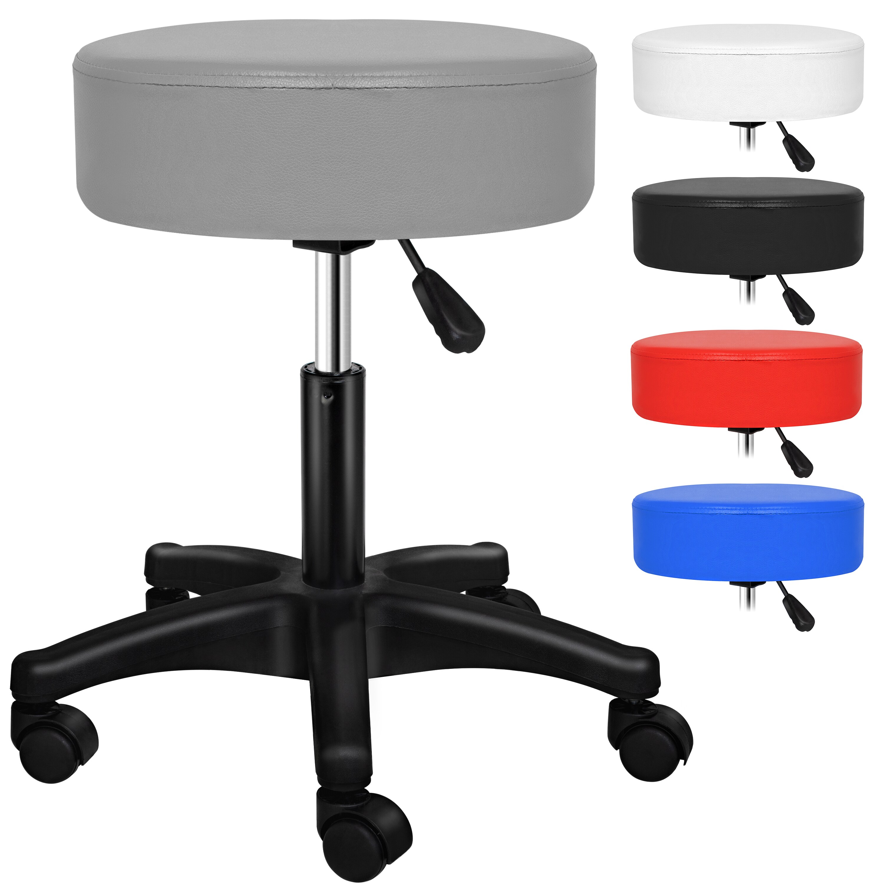 KESSER&reg; Rollhocker I h&ouml;henverstellbar I Lederimitat Arbeitshocker Drehhocker Hocker Kosmetikhocker Praxishocker I 360&deg; drehbar I 10 cm Polsterfl&auml;che I dicke Polsterung 
