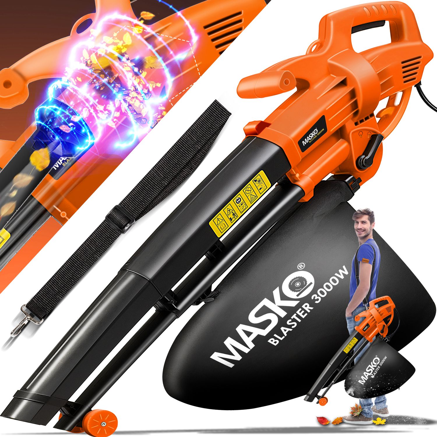 MASKO&reg; Elektro Laubsauger 3in1 Elektrischer 3000W 45L Laubbl&auml;ser Laubh&auml;cksler 