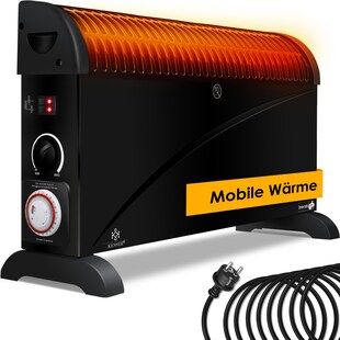 KESSER Konvektor 2000 Watt Heizgerät , 24h Timer | stufenlose Thermosteuerung | Turbo Heizung | 3 Stufen | Tragemulden 