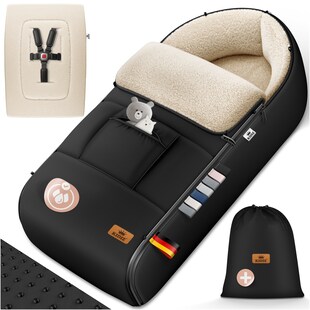 KIDIZ® Babyfußsack Baby Fußsack Winterfußsack Babyschale mit Reißverschluss Kuschelsack Babydecke Kinderwagen waschbar verschließbarer Kopfteil ,Tasche, passend für alle Kinderwagen 