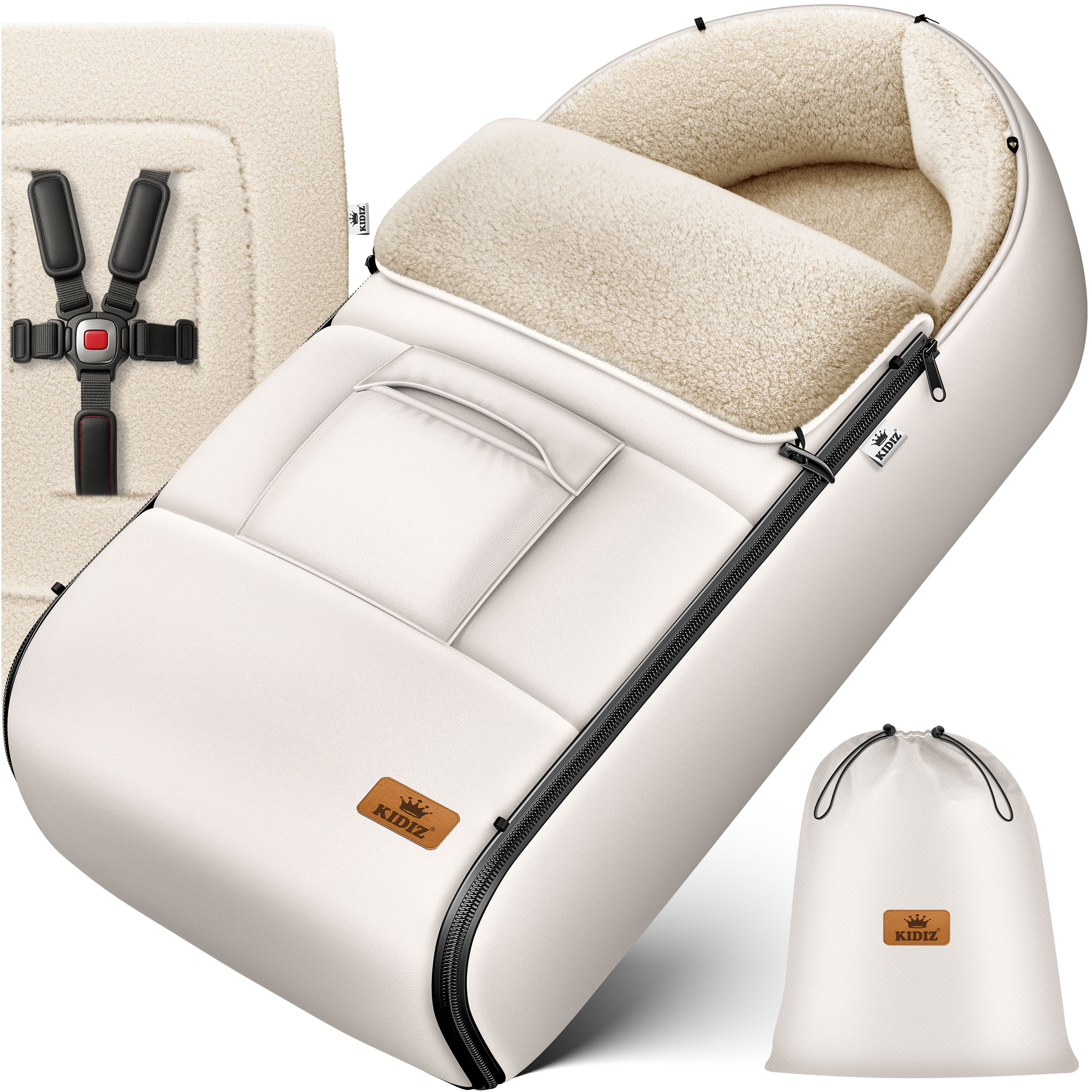 KIDIZ&reg; Babyfu&szlig;sack Baby Fu&szlig;sack Winterfu&szlig;sack Babyschale mit Rei&szlig;verschluss Kuschelsack Babydecke Kinderwagen waschbar verschlie&szlig;barer Kopfteil, Tasche, passend f&uuml;r alle Kinderwagen 