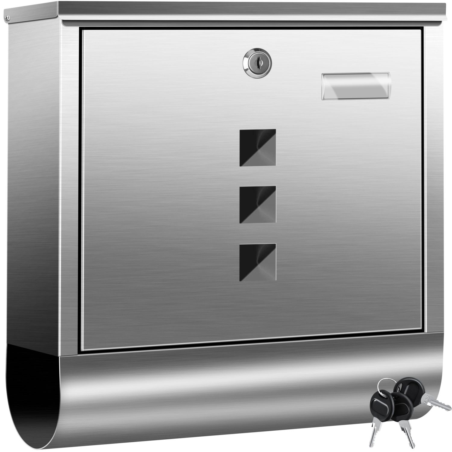 KESSER&reg; Briefkasten Edelstahl mit Zeitungsfach Namensschild , Sichtfenster, geb&uuml;rstet , 3x Schl&uuml;ssel abschlie&szlig;bar , Pulverbeschichtet , Wandmontage , gro&szlig; , inkl. Montagematerial Farbe: 