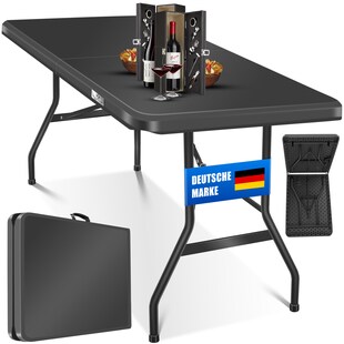 KESSER® Buffettisch Tisch klappbar Kunststoff 183x76 cm Campingtisch Partytisch Klapptisch Gartentisch für Garten, Terrasse und Balkon zusammenklappbar 8 Personen inkl. Tragegriff und Cover 