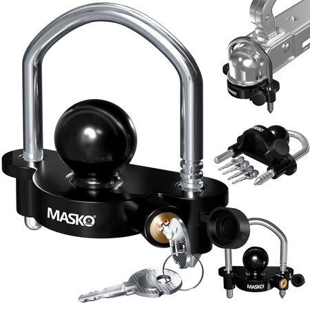 MASKO® Anhängerschloss für gängige Anhängerkupplung einfache Montage  Diebstahlschutz Diebstahl Anhänger Sicherung 4 Schlüssel extra sicher