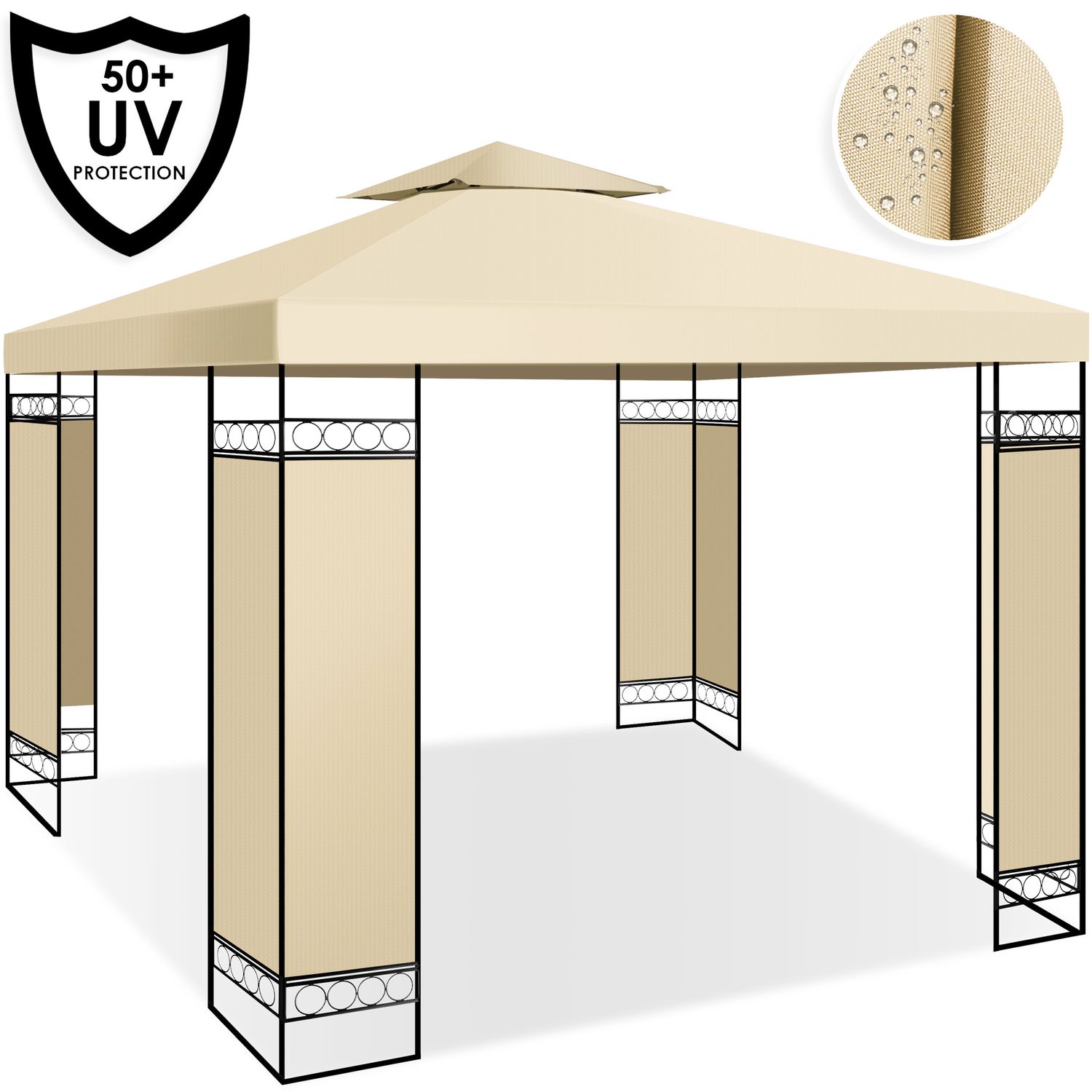 KESSER&reg; - Pavillon 3x3m wasserabweisend UV-Schutz 50+ Metall Gestell Partyzelt Gartenzelt Luxus Gartenpavillon 9m&sup2; Festzelt 