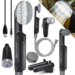 KESSER® Campingdusche mit Akku Tauchpumpe Handbrause 2x 2200mAh-Lithium-Akku, USB-Ladekabel , für Camping Garten - Auto - Outdoor , Hundedusche , Autoreinigung , Inkl. Tragetasche, 12V Pumpe 