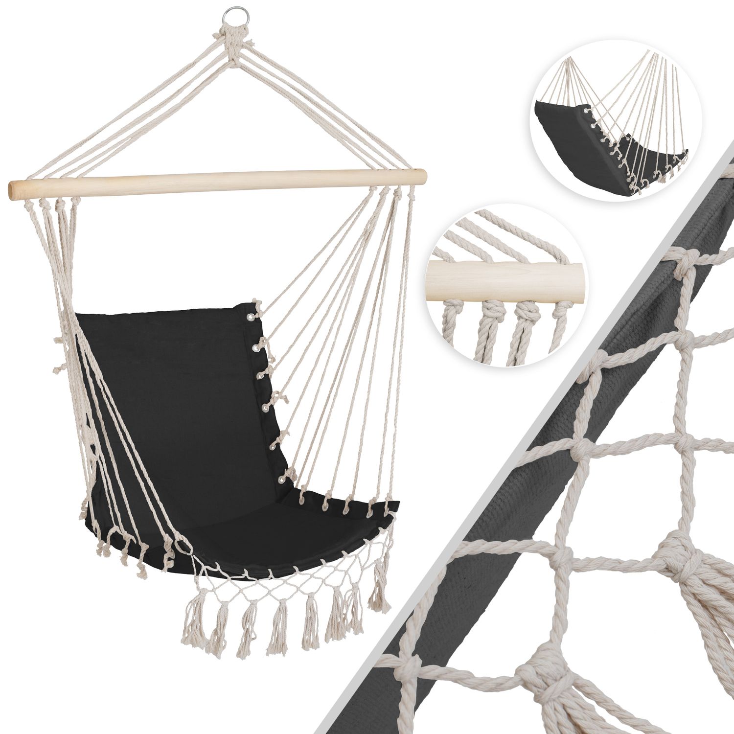 KESSER&reg; H&auml;ngesessel mit Polsterung 150kg H&auml;ngesitz Sitzpolster atmungsaktiv geflochten H&auml;ngestuhl H&auml;ngeschaukel Indoor Garten 