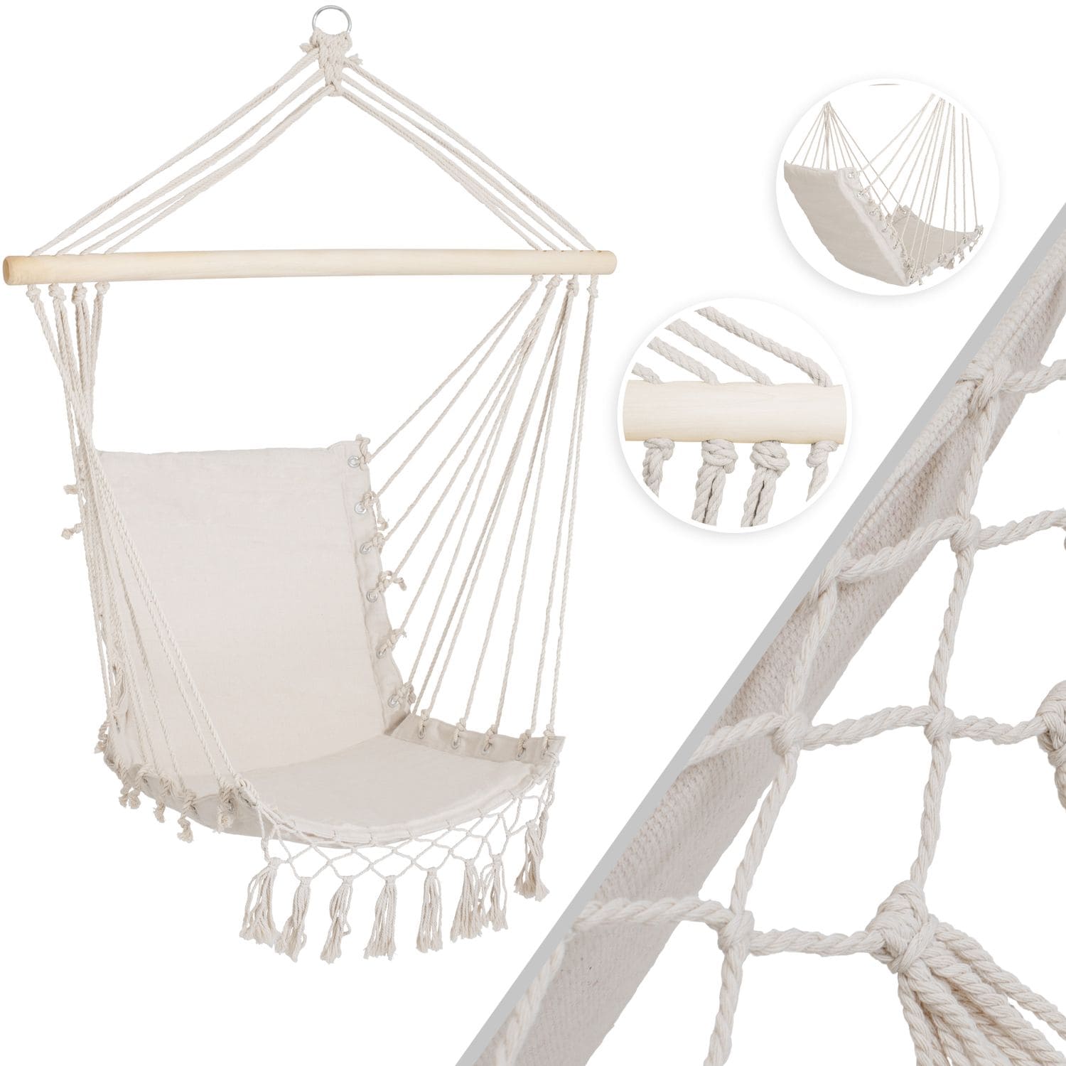 KESSER&reg; H&auml;ngesessel mit Polsterung 150kg H&auml;ngesitz Sitzpolster atmungsaktiv geflochten H&auml;ngestuhl H&auml;ngeschaukel Indoor Garten 