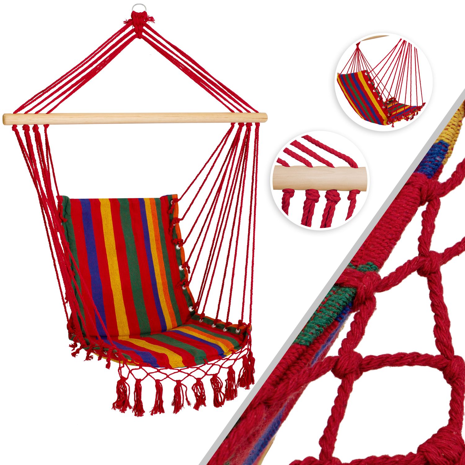 KESSER&reg; H&auml;ngesessel mit Polsterung 150kg H&auml;ngesitz Sitzpolster atmungsaktiv geflochten H&auml;ngestuhl H&auml;ngeschaukel Indoor Garten 