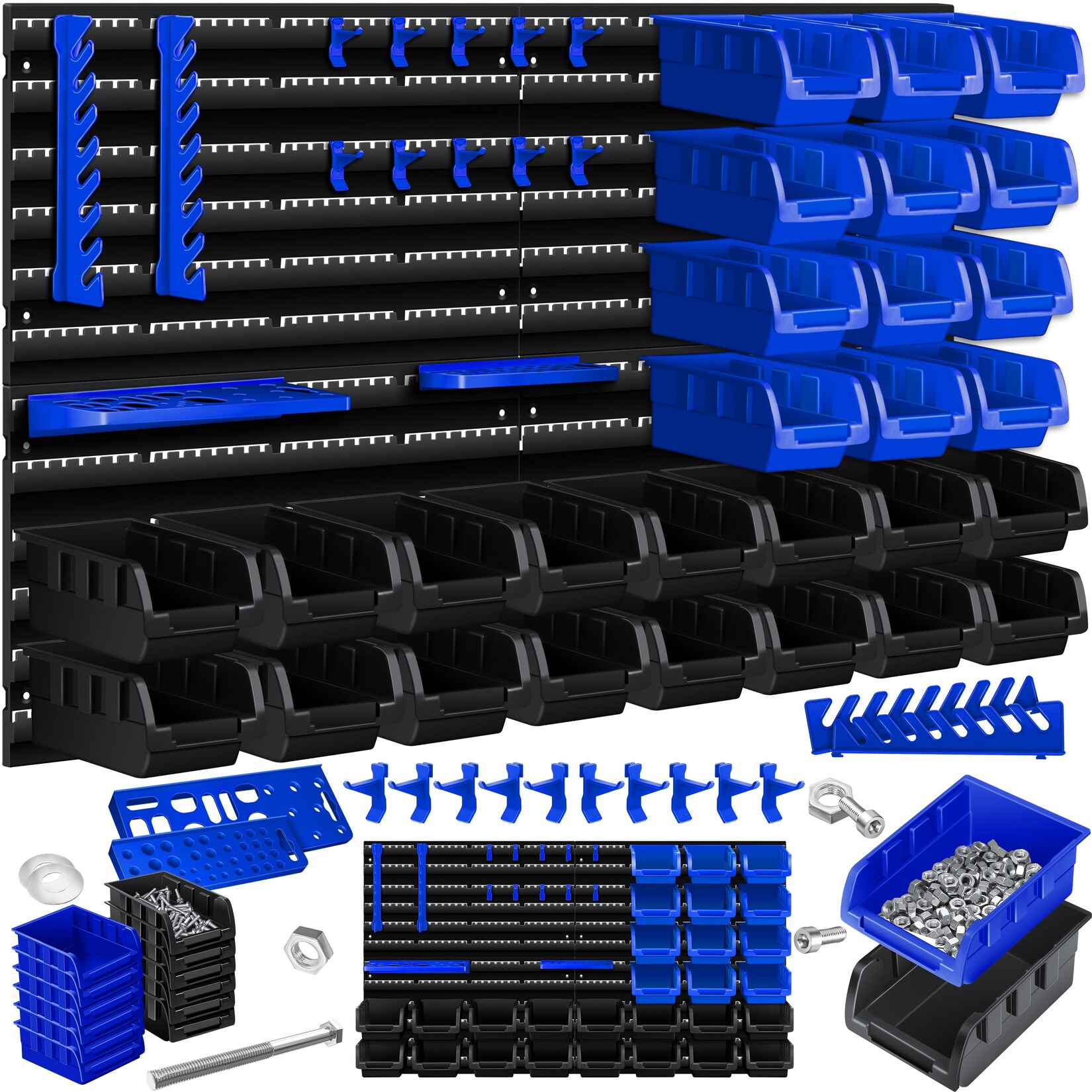 ® Wandregal + Stapelboxen + Werkzeughalter   45 tlg Box   Erweiterbar   Werkstattregal Lagerregal Steckregal Set Box   Sichtlagerkästen   Kleinteilemagazin   Sortimentskasten   Werkstatt