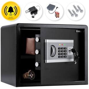 KESSER® Elektr. Tresor | Inkl. Batteriebox | Elektronischer Safe | 3x Doppelbolzenverriegelung | Boden Wandtresor | Möbeltresor | Innenbeleuchtung | Panzerschrank Zahlenschloss 