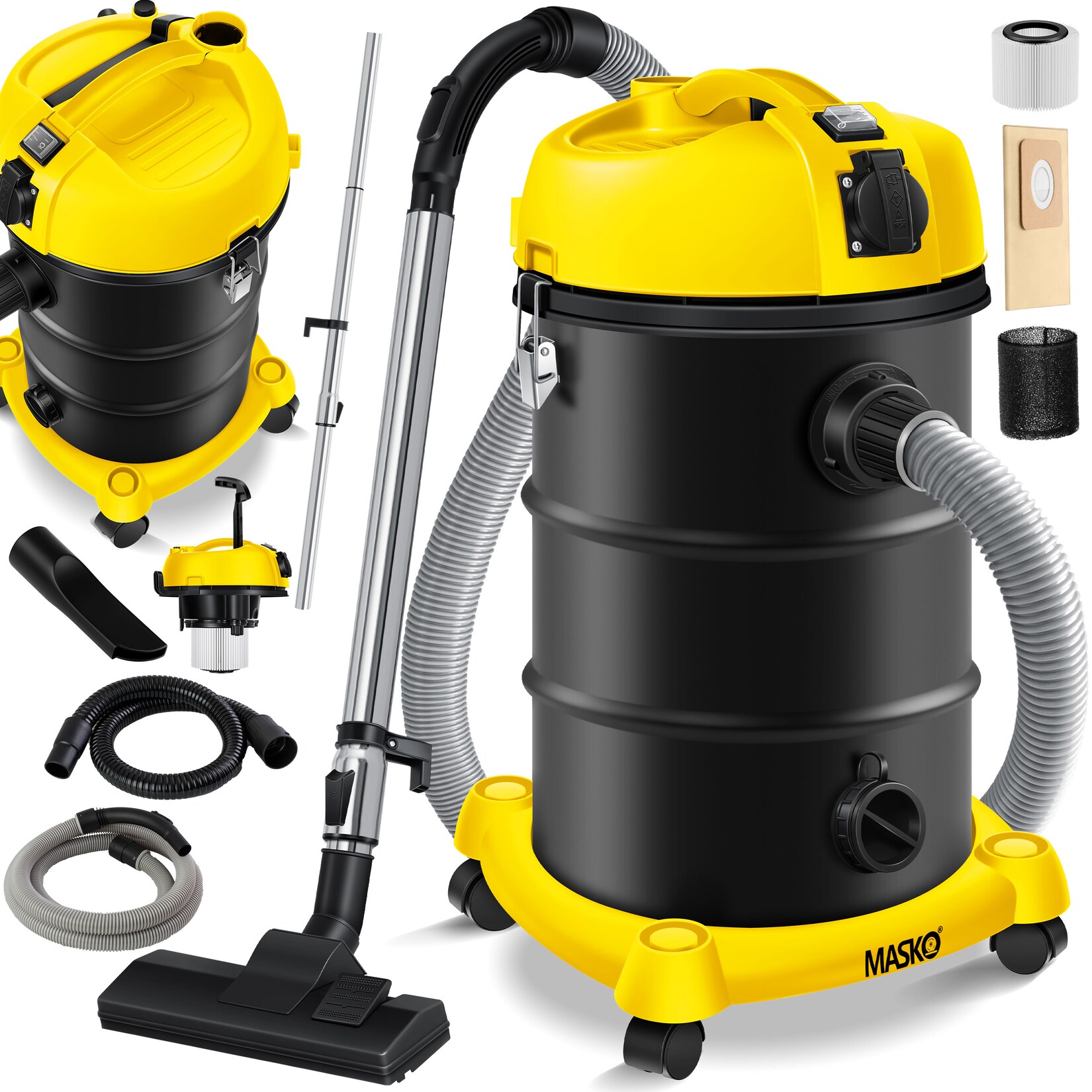 ® 6IN1 Industriestaubsauger Staubsauger Nass Trocken Sauger Aschesauger 2300W + Steckdose ? Blasfunktion ? Trocken-Saugen & Nass-Saugen   Industrie-Sauger mit & ohne Beutel   beutellos
