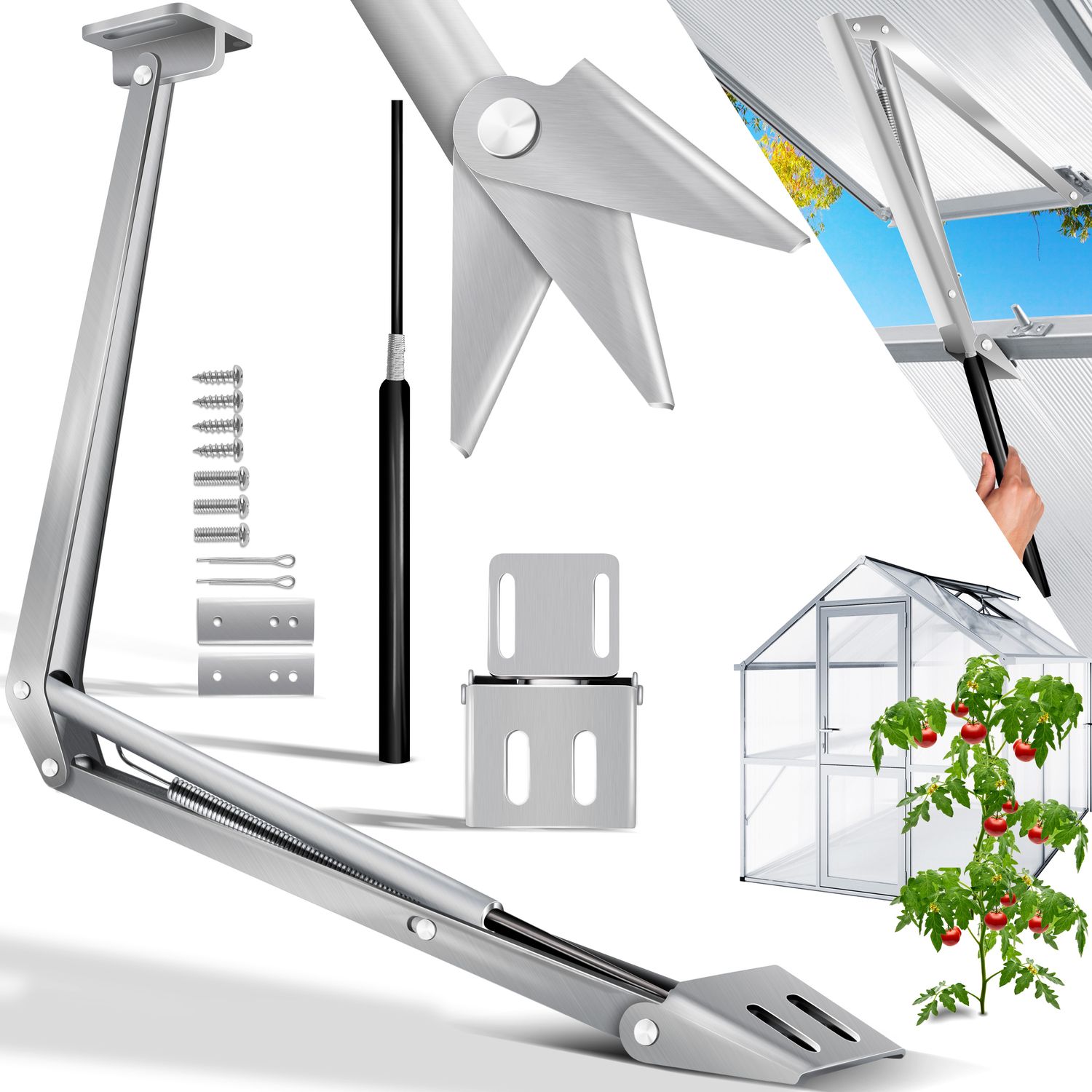 KESSER&reg; Automatischer Fenster&ouml;ffner f&uuml;r Gew&auml;chshaus 7,5 kg Hubkraft 45cm &Ouml;ffnungsh&ouml;he stufenloser &Ouml;ffnungswinkel Fensterheber automatisches &Ouml;ffnen und Schlie&szlig;en durch Temperatursteuerung 