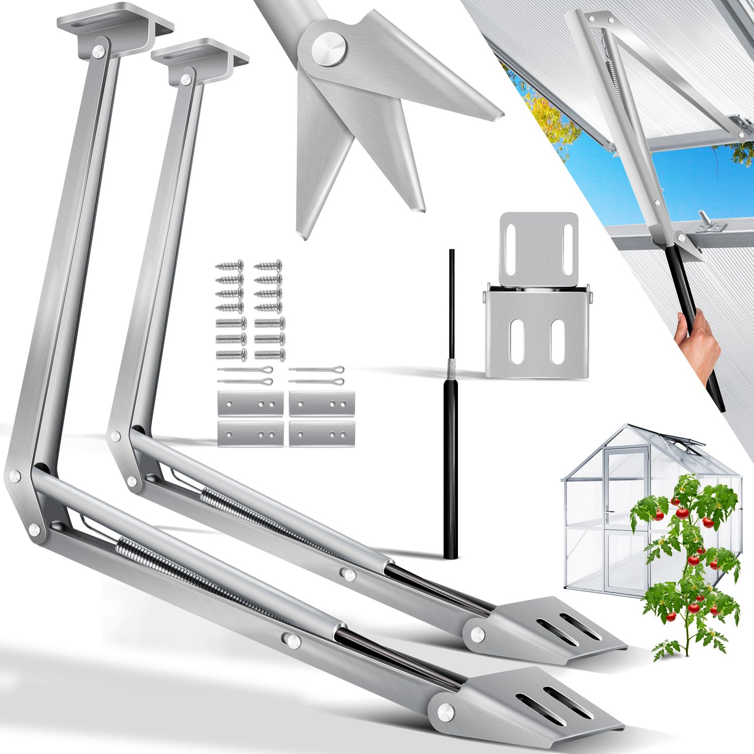 KESSER&reg; Automatischer Fenster&ouml;ffner f&uuml;r Gew&auml;chshaus 7,5 kg Hubkraft 45cm &Ouml;ffnungsh&ouml;he stufenloser &Ouml;ffnungswinkel Fensterheber automatisches &Ouml;ffnen und Schlie&szlig;en durch Temperatursteuerung 