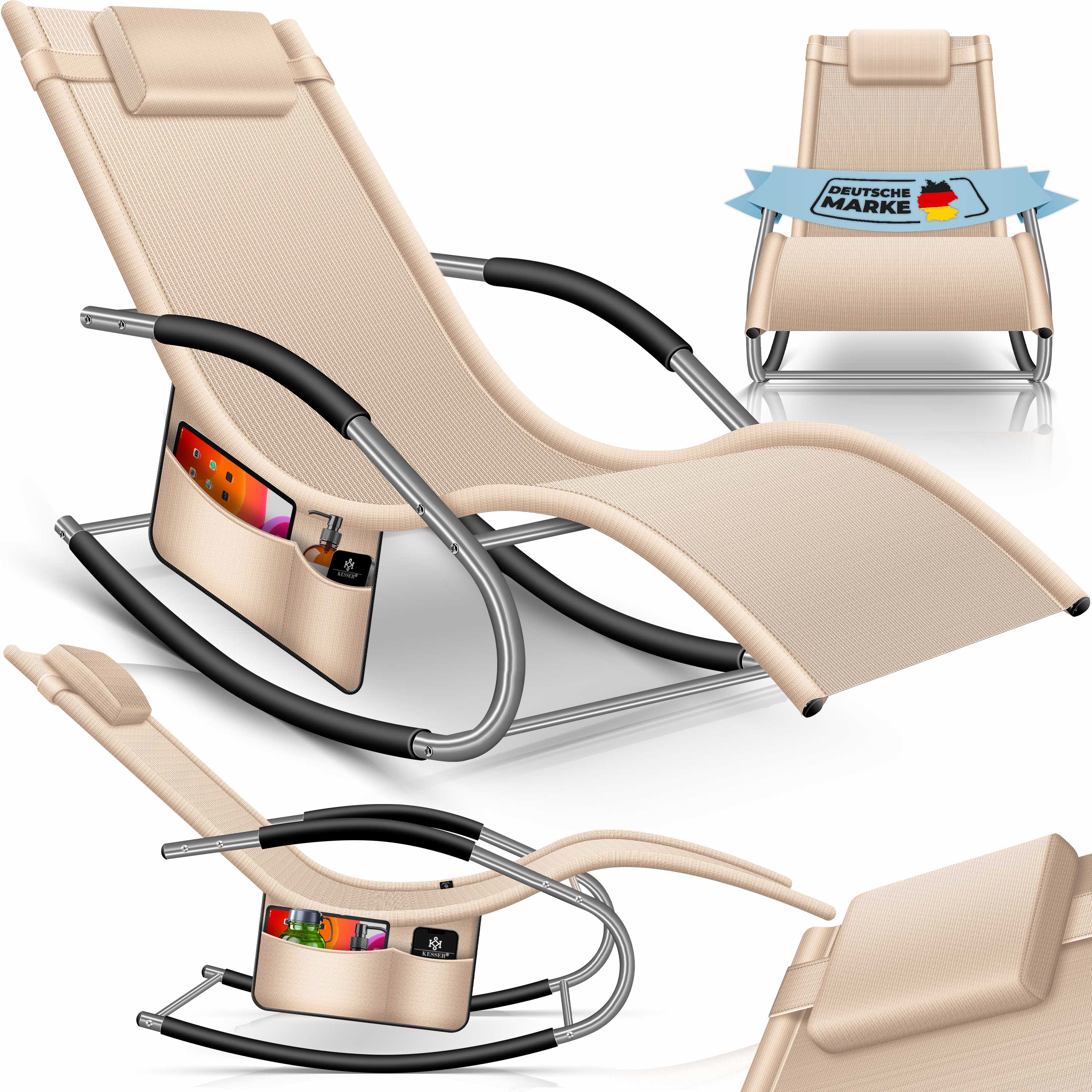KESSER&reg; Sonnenliege Relaxliege Schwungliege | Gartenliege | Gartenstuhl | Klappstuhl faltbar | Liegestuhl | Schaukelsessel | ergonomische Relaxsessel | wetterfest | 150 kg Belastung | 