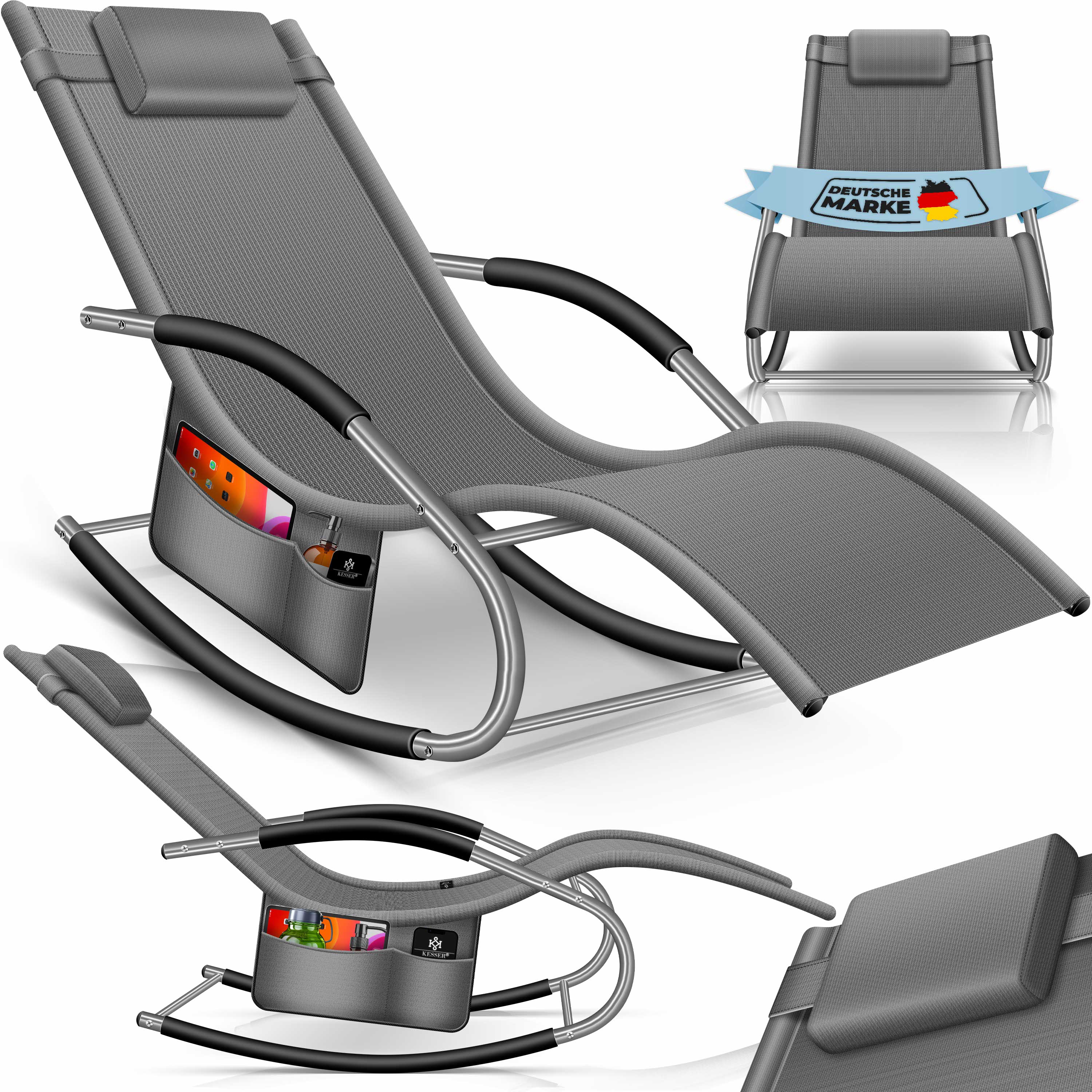 KESSER&reg; Sonnenliege Relaxliege Schwungliege | Gartenliege | Gartenstuhl | Klappstuhl faltbar | Liegestuhl | Schaukelsessel | ergonomische Relaxsessel | wetterfest | 150 kg Belastung | 